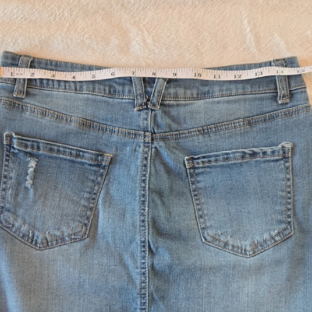 Wax Jeans LA Med Cut-Off Jean Skirt Daily Distressed Denim Club Beach Festival - Picture 6 of 7